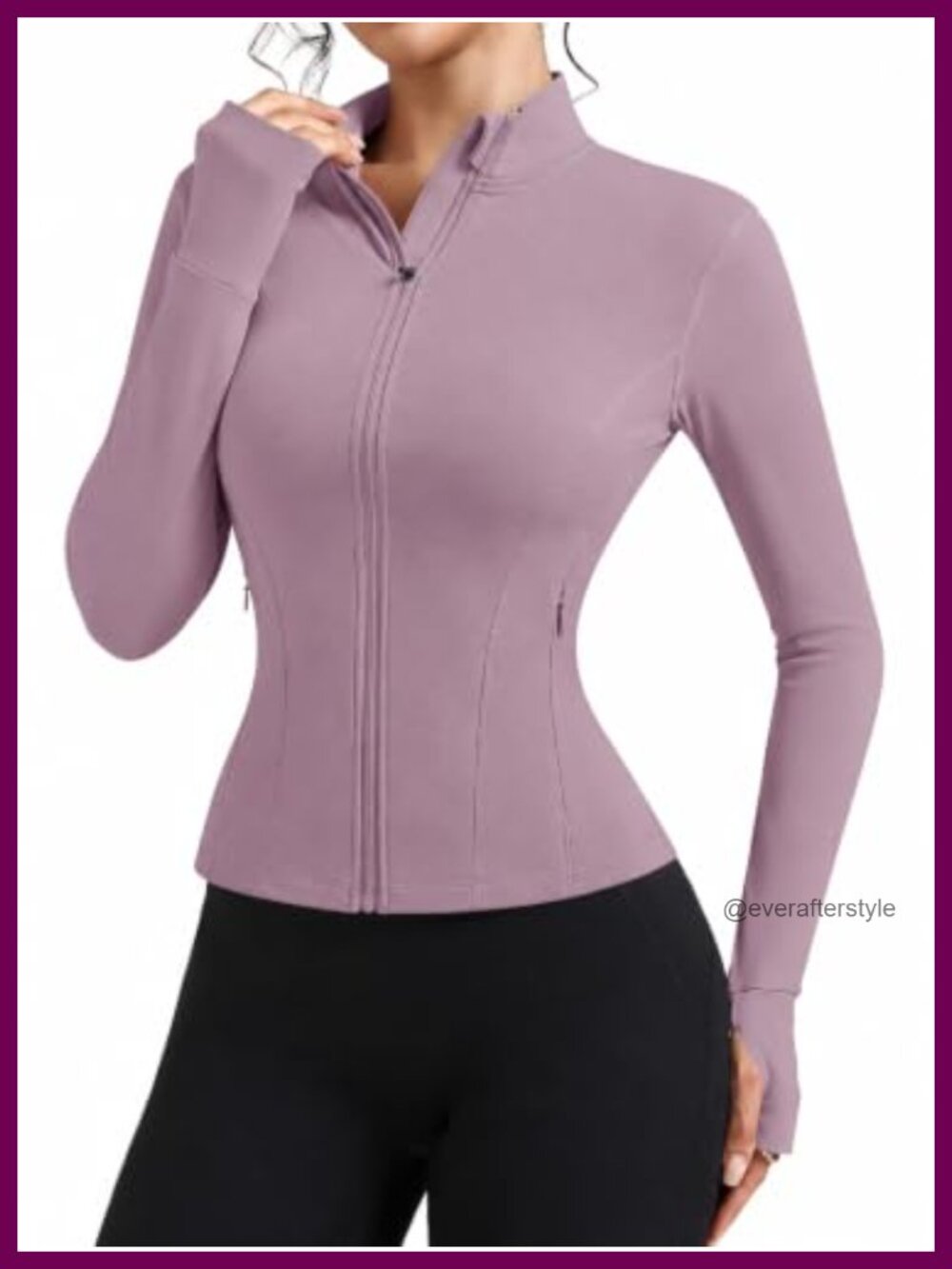 Women's Workout Jacket Lightweight Slim Fit Athletic Zip Up Thumb Holes